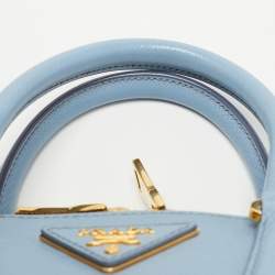 Prada Blue Saffiano Lux Leather Small Promenade Satchel