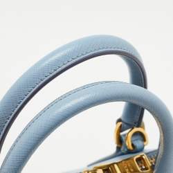 Prada Blue Saffiano Lux Leather Small Promenade Satchel