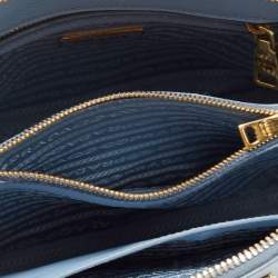 Prada Blue Saffiano Lux Leather Small Promenade Satchel
