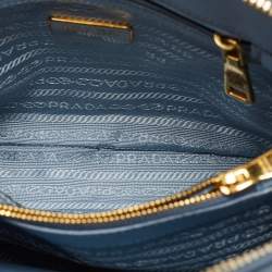 Prada Blue Saffiano Lux Leather Small Promenade Satchel