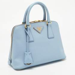 Prada Blue Saffiano Lux Leather Small Promenade Satchel