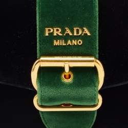 Pre Owned Prada Black/Green Velvet Cahier Shoulder Bag