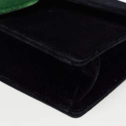 Pre Owned Prada Black/Green Velvet Cahier Shoulder Bag