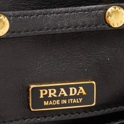 Pre Owned Prada Black/Green Velvet Cahier Shoulder Bag