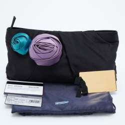Pre Owned Prada Black Pleated Rosa Satin Petal Clutch
