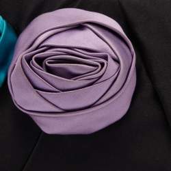 Pre Owned Prada Black Pleated Rosa Satin Petal Clutch