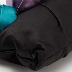 Pre Owned Prada Black Pleated Rosa Satin Petal Clutch