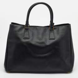 Pre Owned Prada Black Saffiano Lux Leather Gardener's Tote