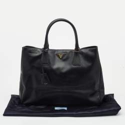 Pre Owned Prada Black Saffiano Lux Leather Gardener's Tote