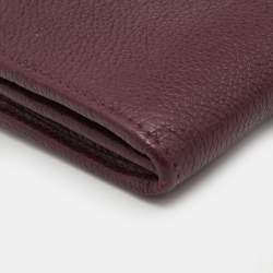 Pre Owned Prada Burgundy Leather Zip Around Continental Wallet