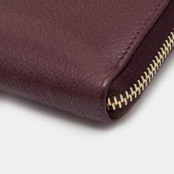 Pre Owned Prada Burgundy Leather Zip Around Continental Wallet