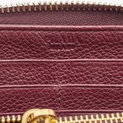 Pre Owned Prada Burgundy Leather Zip Around Continental Wallet