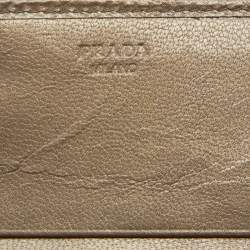 Pre Owned Prada Metallic Brown/Silver Woven Leather Flap Continental Wallet