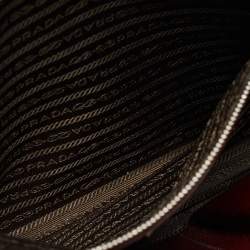 Pre Owned Prada Burgundy Saffiano Lux Leather Zip Briefcase