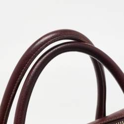 Pre Owned Prada Burgundy Saffiano Lux Leather Zip Briefcase
