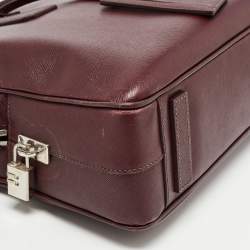 Pre Owned Prada Burgundy Saffiano Lux Leather Zip Briefcase
