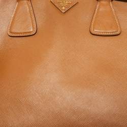 Prada Brown/Yellow Saffiano Leather Double Handle Open Tote