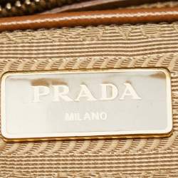 Prada Brown/Yellow Saffiano Leather Double Handle Open Tote
