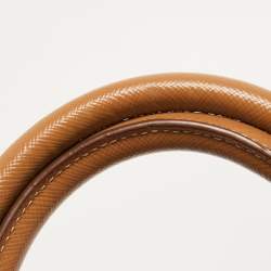 Prada Brown/Yellow Saffiano Leather Double Handle Open Tote