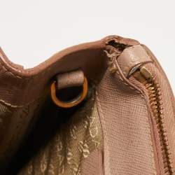 Pre Owned Prada Light Pink Saffiano Lux Leather Medium Double Zip Tote