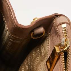 Pre Owned Prada Light Pink Saffiano Lux Leather Medium Double Zip Tote