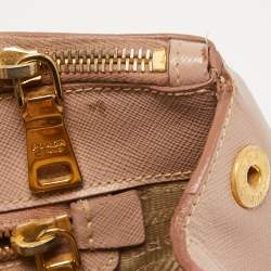 Pre Owned Prada Light Pink Saffiano Lux Leather Medium Double Zip Tote