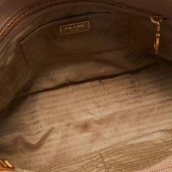 Pre Owned Prada Light Pink Saffiano Lux Leather Medium Double Zip Tote