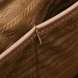 Pre Owned Prada Light Pink Saffiano Lux Leather Medium Double Zip Tote