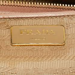 Pre Owned Prada Light Pink Saffiano Lux Leather Medium Double Zip Tote