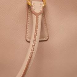 Pre Owned Prada Light Pink Saffiano Lux Leather Medium Double Zip Tote