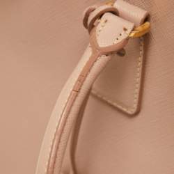 Pre Owned Prada Light Pink Saffiano Lux Leather Medium Double Zip Tote