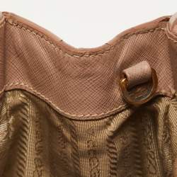 Pre Owned Prada Light Pink Saffiano Lux Leather Medium Double Zip Tote