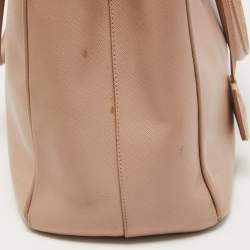 Pre Owned Prada Light Pink Saffiano Lux Leather Medium Double Zip Tote
