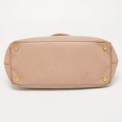 Pre Owned Prada Light Pink Saffiano Lux Leather Medium Double Zip Tote