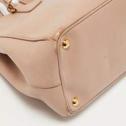 Pre Owned Prada Light Pink Saffiano Lux Leather Medium Double Zip Tote