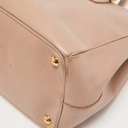 Pre Owned Prada Light Pink Saffiano Lux Leather Medium Double Zip Tote