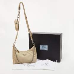 Prada Beige Nylon and Leather Re-Edition 2005 Shoulder Bag