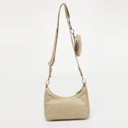 Prada Beige Nylon and Leather Re-Edition 2005 Shoulder Bag
