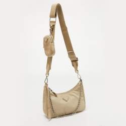 Prada Beige Nylon and Leather Re-Edition 2005 Shoulder Bag