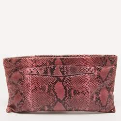 Prada Pink Python Oversized Zip Clutch