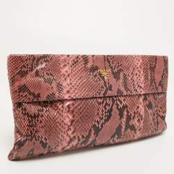 Prada Pink Python Oversized Zip Clutch