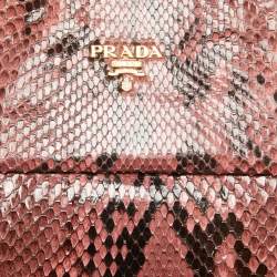 Prada Pink Python Oversized Zip Clutch