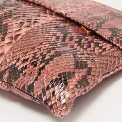 Prada Pink Python Oversized Zip Clutch