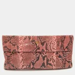 Prada Pink Python Oversized Zip Clutch