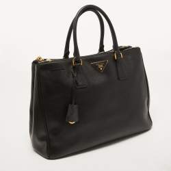 Pre Owned Prada Black Saffiano Lux Leather Large Galleria Double Zip Tote