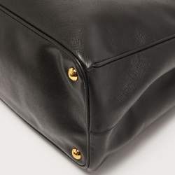 Pre Owned Prada Black Saffiano Lux Leather Large Galleria Double Zip Tote