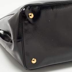 Pre Owned Prada Black Saffiano Patent Leather Large Gardener's Tote