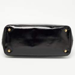 Pre Owned Prada Black Saffiano Patent Leather Large Gardener's Tote