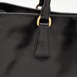 Pre Owned Prada Black Saffiano Patent Leather Large Gardener's Tote