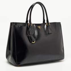 Pre Owned Prada Black Saffiano Patent Leather Large Gardener's Tote